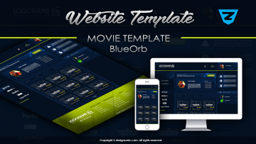 Website Mockup Template - Movie Website - BlueOrb - PSD Template